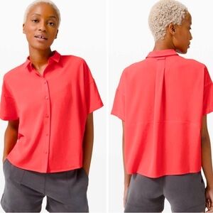 Lululemon Full Day Ahead Short Sleeve Shirt Size 6 NWT Carnation Red Golf